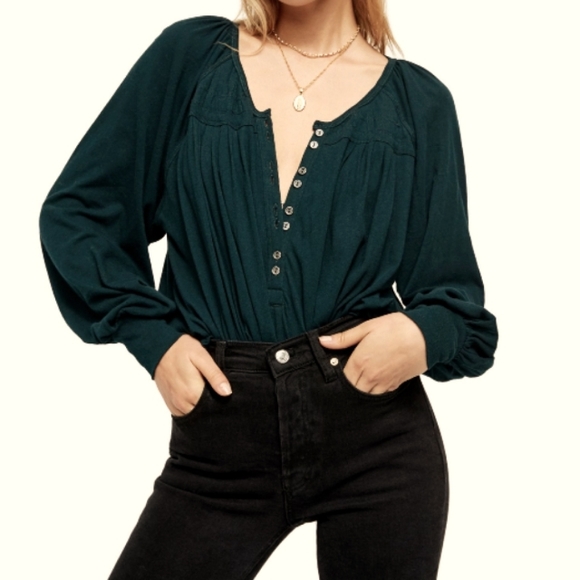 Free People Tops - Free People Prairie Henley Lagoon Green